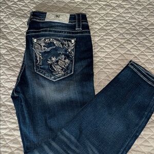 Miss Me Ankle Skinny Jeans with Embroidered Pocket